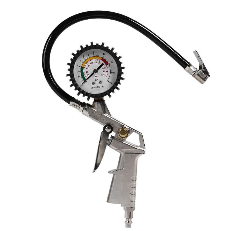 Bandenspanningspistool, zelfborgende bandenpomp, 12 bar, met luchtmanometer en snelluchtaansluiting voor auto, vrachtwagen en fiets