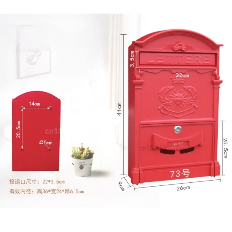 Wrought Iron Wall-mounted Mailbox Outdoor Retro Metal Postcard Inbox Post Box Props Wall-mounted Mailbox