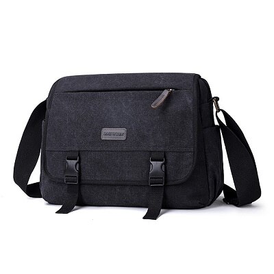 Heren grote messenger schoudertas vintage canvas aktetas crossbody dagtas satchel aktetas voor school/zakelijk/vrouwen/mannen: Zwart