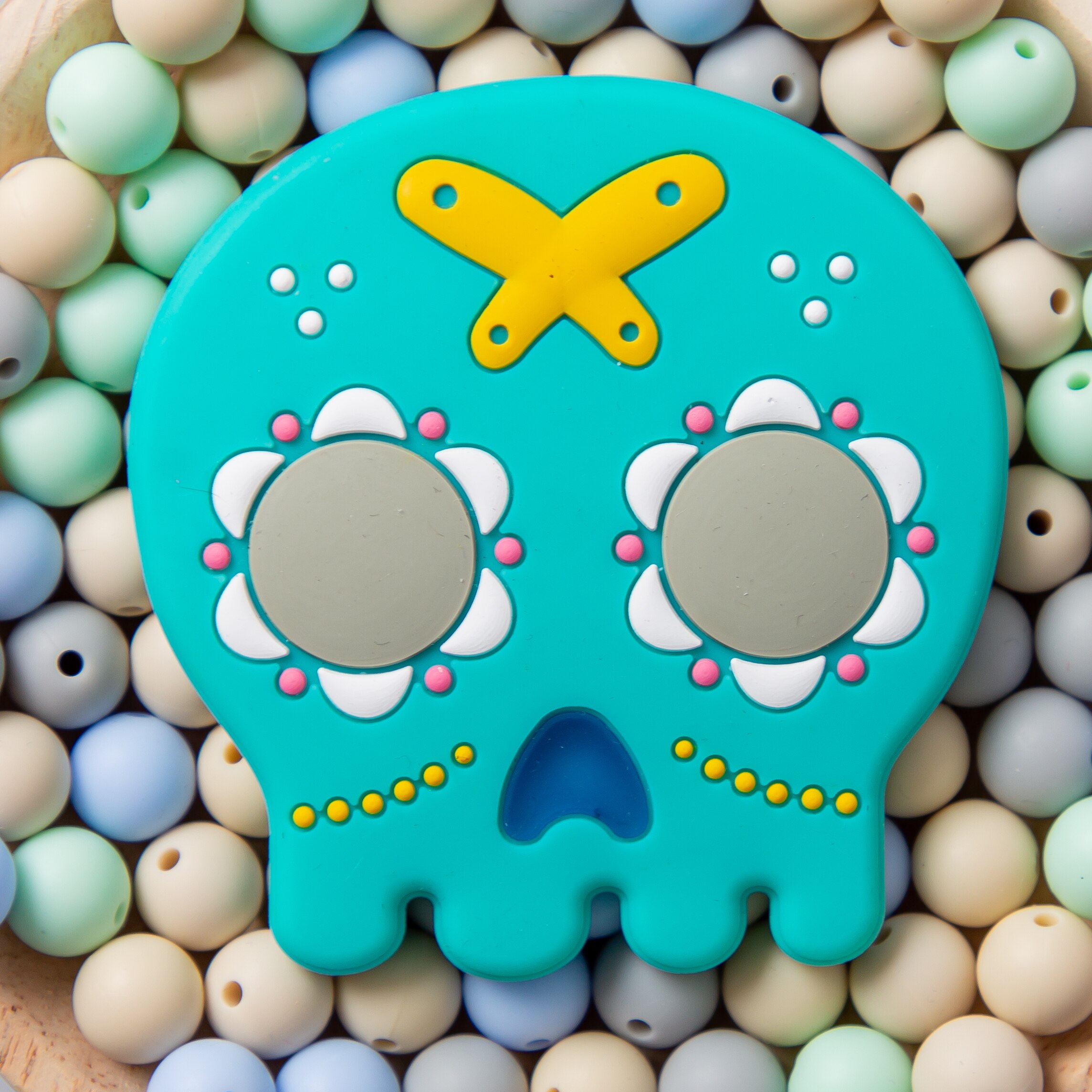 5 sztuk/partia Halloween kształt dyni gryzak ząbkowanie dla dziecka silikonowe BPA jedzenie stopień silikonowe gryzak dla gryzak łańcuch wisiorki: PGJ103303-1P