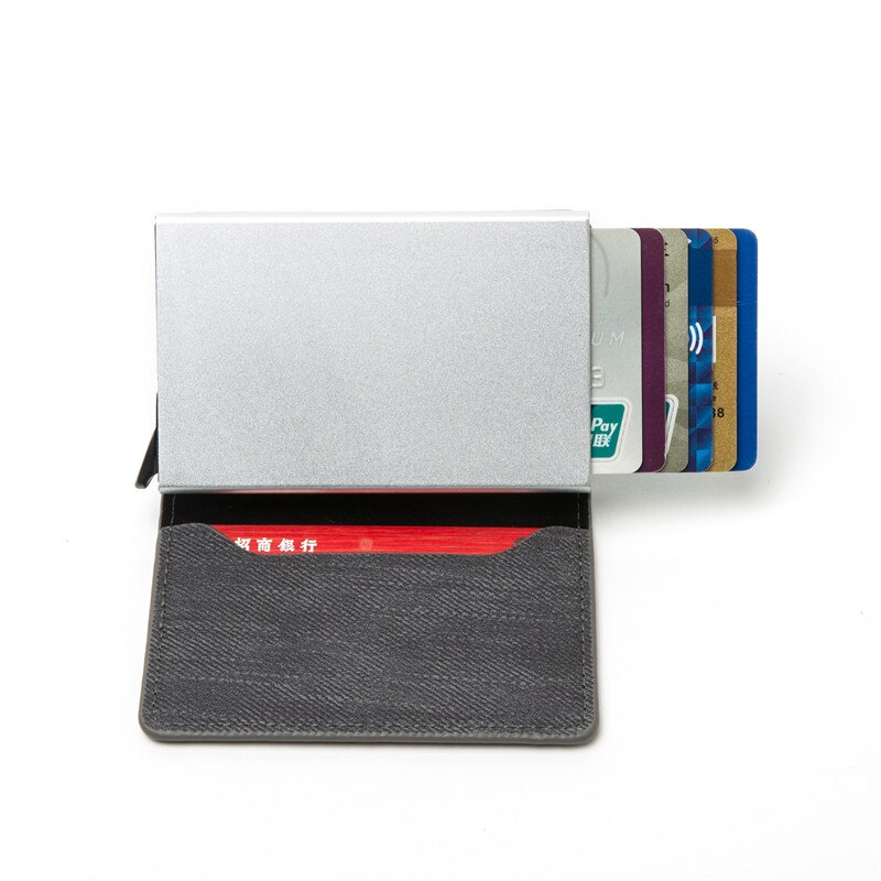 Bycobecy Men&#39;s Magic Slim Pull Out Wallet Denim Purse Card Holder RFID Blocking Card Holder Anti-theft Clutch Single Box