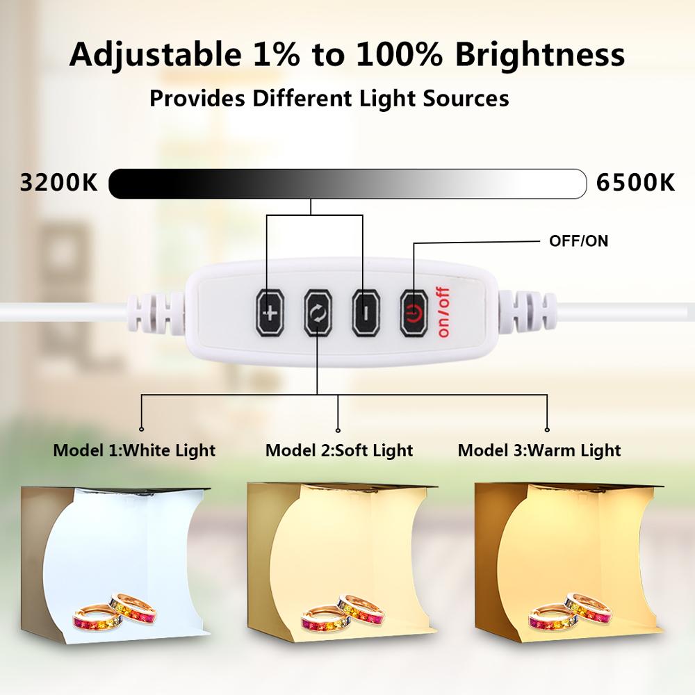写真スタジオボックス 20 センチメートルミニリングledライトボックス折りたたみライト撮影ライトスタジオ撮影テントボックスキット 6 色のバックドロップ