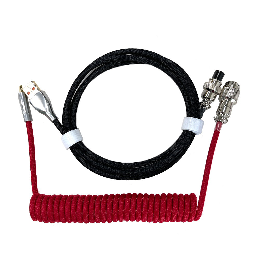 Klawiatura mechaniczna 3M dedykowany kabel Aviator type-c na USB złącze lotnicze przewód sprężynowy kabel danych do ładowania zestaw akcesoriów: Red Black