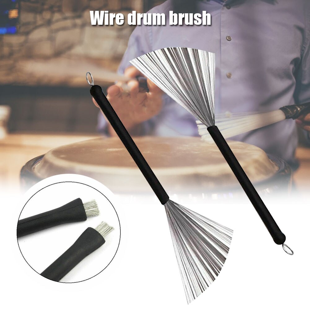 1Pcs Metal Wire Drum Brushes Cleaning Tool Portable Jazz Musical Retractable Sticks N66