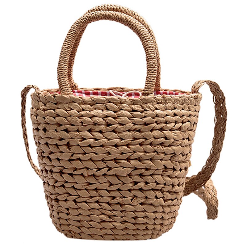 Halm tote bucket taske sommer høj vævning dame håndtaske dejlig skulder messenger bag strandtaske