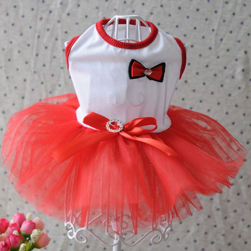 Vestido de boda para perros pequeños, tutú, malla de algodón, 100%: Blanco / M