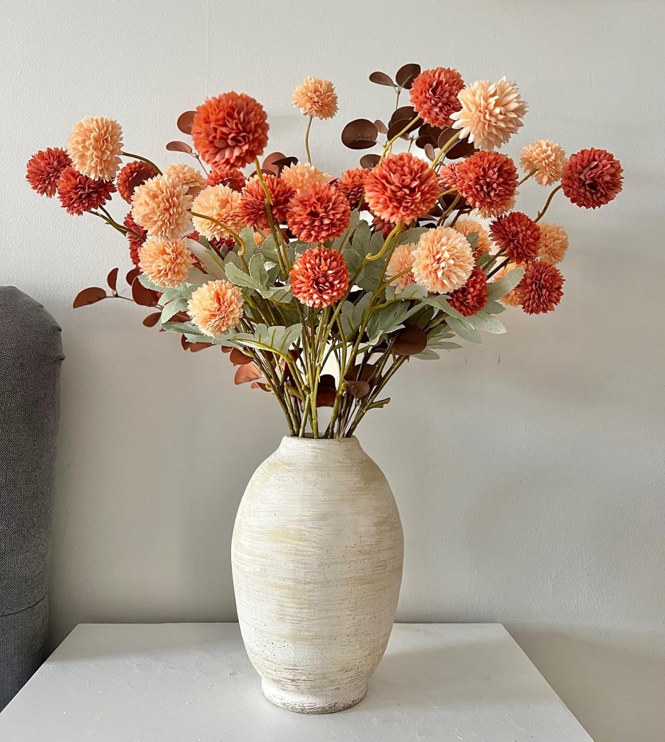 1 pçs de flores artificiais laranja com hastes mini crisântemos decoração do quarto casa diy mesa jantar centro decoração acessório