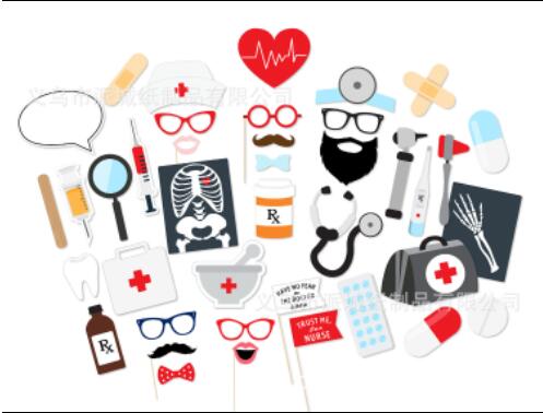 Funny Birthday Photo Booth Props DIY Mr Mrs Wedding Groom Bridal Party Decor Baby Shower Bride To Be Bride Team Shooting Props: 40PCS doctor nurse