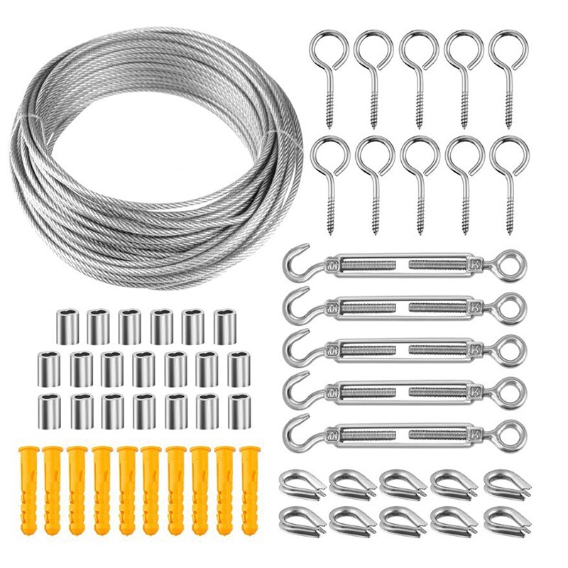Stainless Steel Wire Rope Steel Cable Stainless Wire With Accessories Steel Wire Wire Rope Clip Cable Railing Kit: Default Title