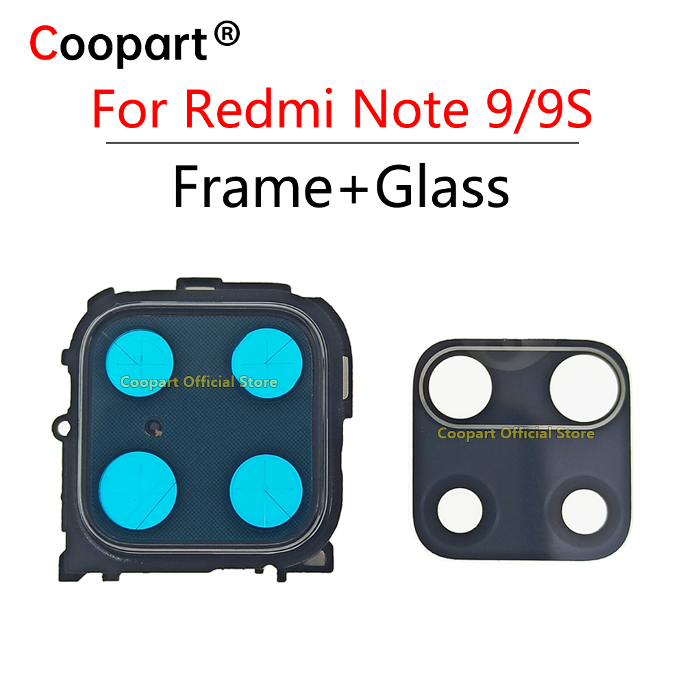 Back Rear Camera lens glass for Xiaomi Redmi note 9 9S /note 9 pro max Frame Holder with sticker: black