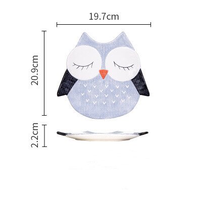 Assiette à dîner en céramique pour enfants | Dessin animé coréen Animal renard chaton forme enfants fournitures de cuisine en famille, assiette de séparation pour enfant: 1