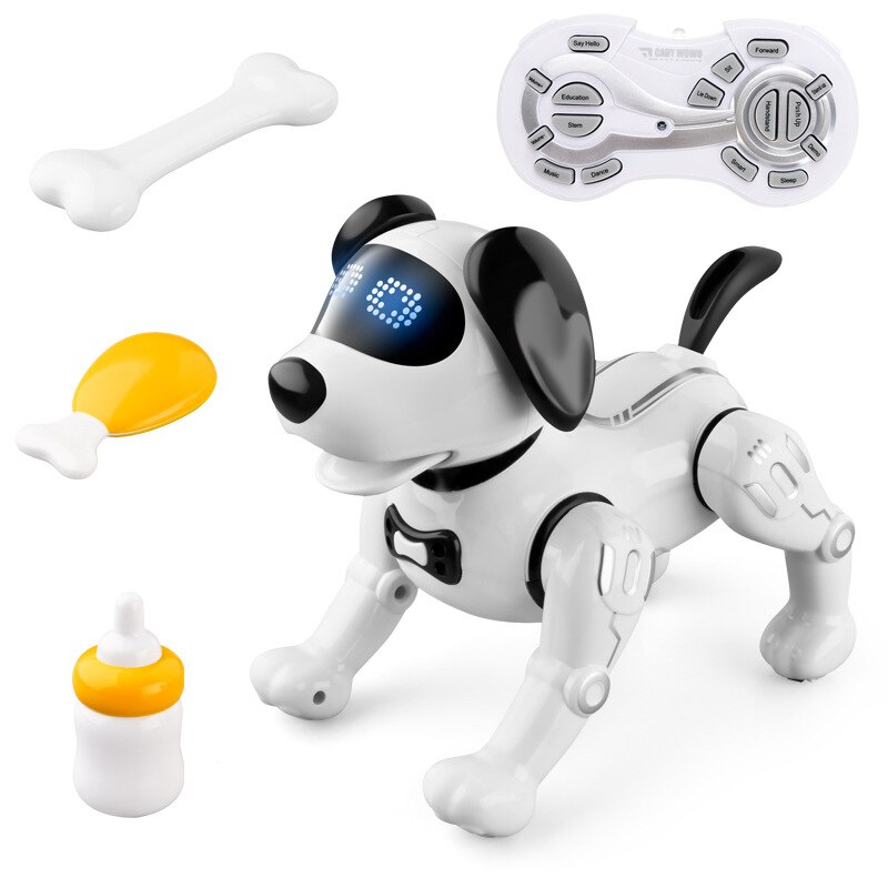 Intelligent Remote Control Robot Dog Early Education Children Programmable Handstand Demonstration Dog Birthday: white
