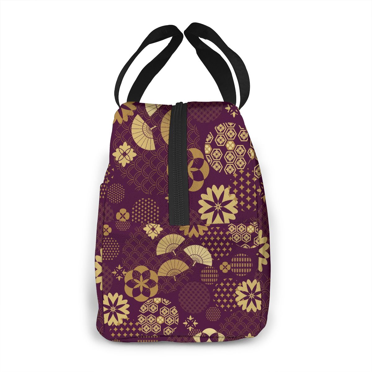 Japanse Fans Aziatische Bloemen Koeltas Draagbare Rits Thermische Lunch Tas Handig Lunchbox Tote Voedsel Zak