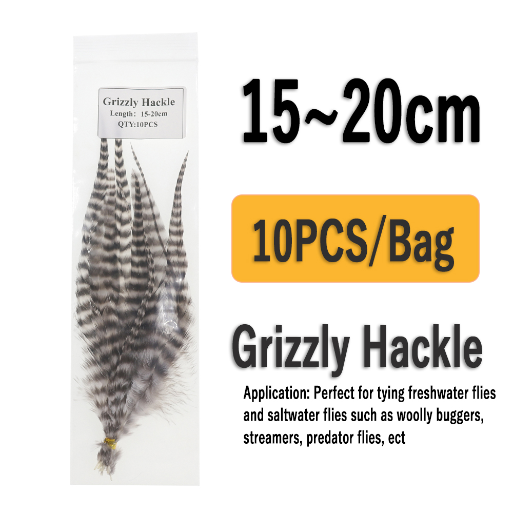 Wifreo, 10 Uds., plumas naturales para atar moscas en blanco y negro, plumas de pelo de gallo Grizzly para atar insectos lanosos Streamer: YELLOW