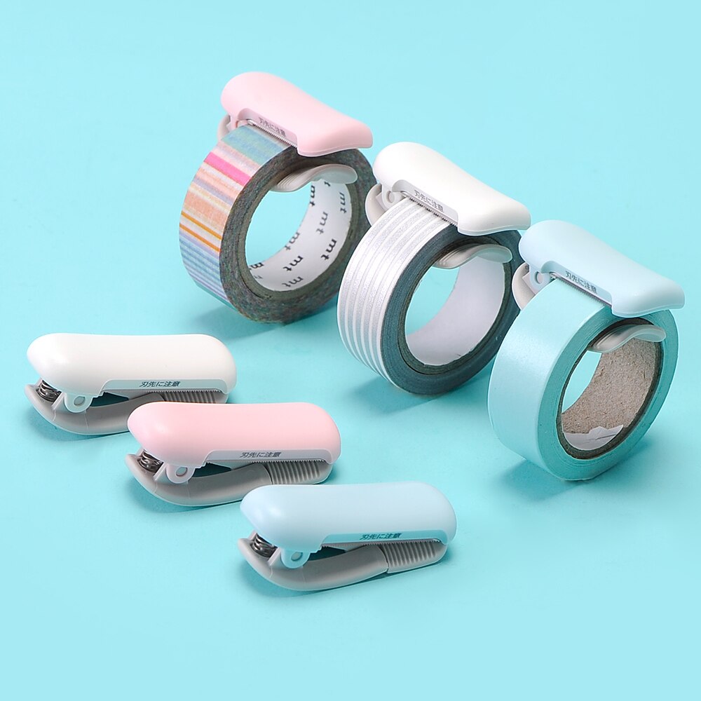 MIRUI Macaron Mini Cute Washi Tape Dispenser Kawaii Portable Wasking Tape Cutter Japanese Stationery School Office Stationery