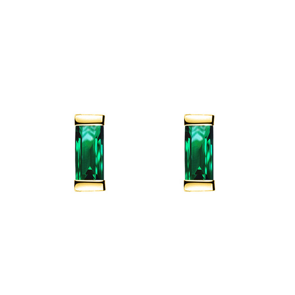 Rectangular Emerald Cz Stud Earrings, Square Cz Studs, Dainty 18K Gold Tiny Minimalist Earrings for Women Girls Stacking jewelry