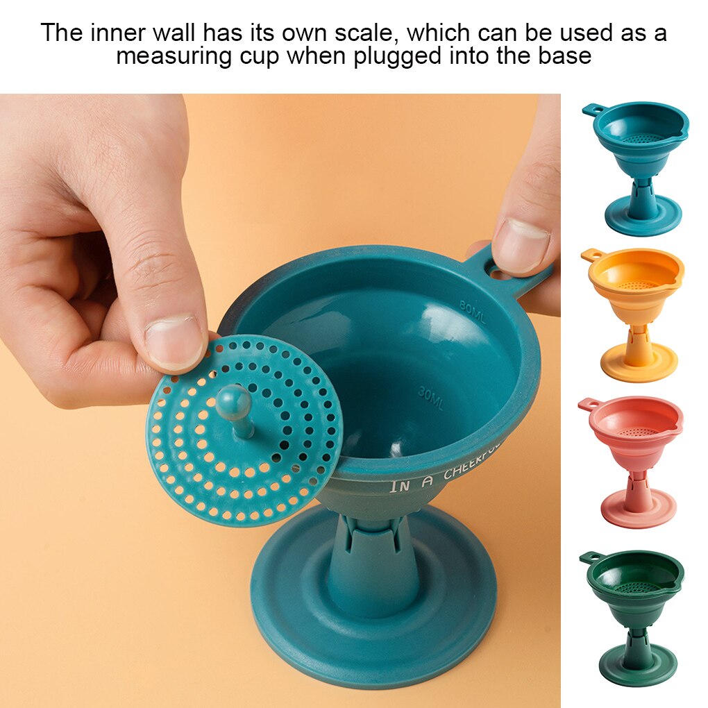1Pcs Mini Opvouwbare Trechter Silicone Inklapbare Trechter Opvouwbare Draagbare Trechters Worden Opgehangen Huishoudelijke Vloeibare Doseren Keuken Gereedschap