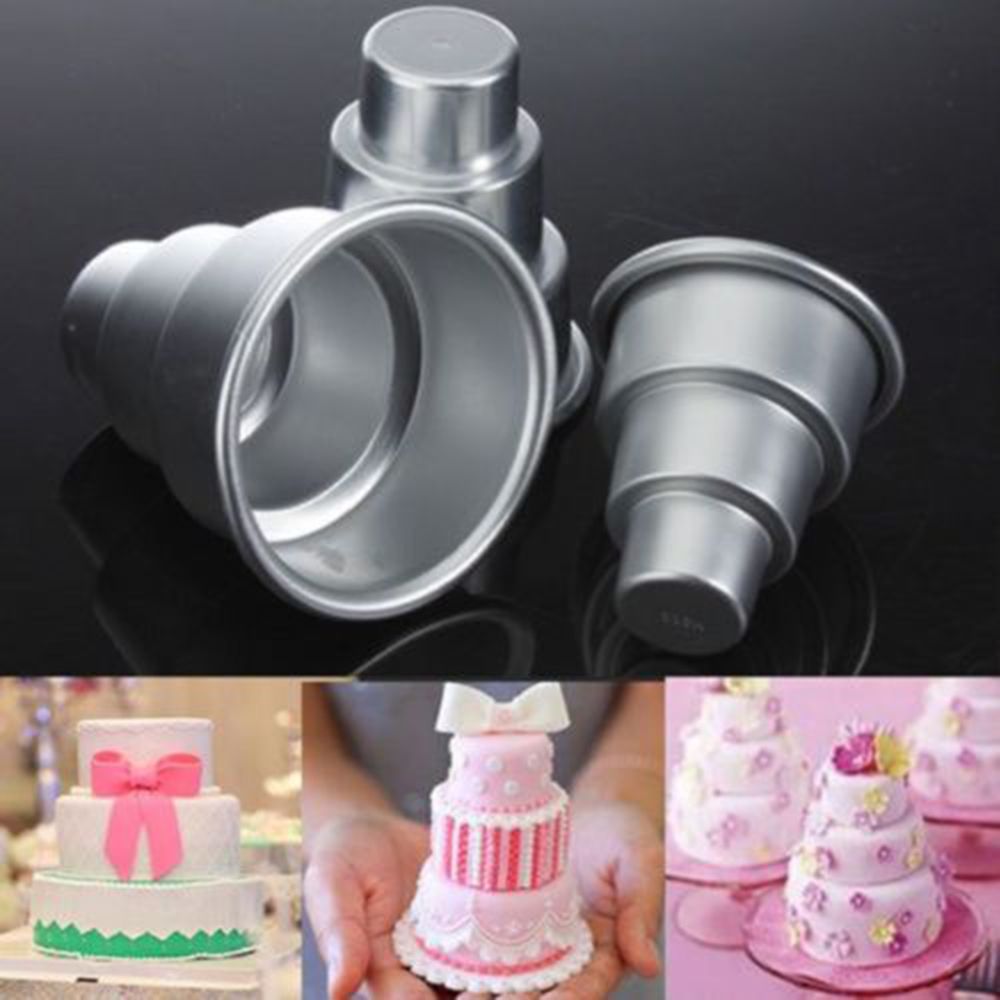 Mini 3 Layers Tower Shaped Cake Tin Pan Cupcake Pudding Chocolate Mold Baking Mould Birthday Party Supplies Wedding Decoration