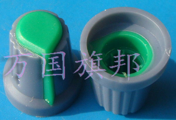 . milieubescherming plastic potentiometer knop 16mm 15mm in diameter, grijs en groen hoofd
