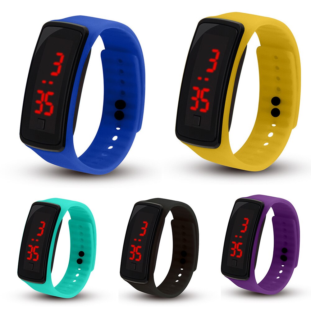 Children Kids Silicone Band LED Screen Electronic Digital Sports Wrist Watch Smart Bracelet Band
