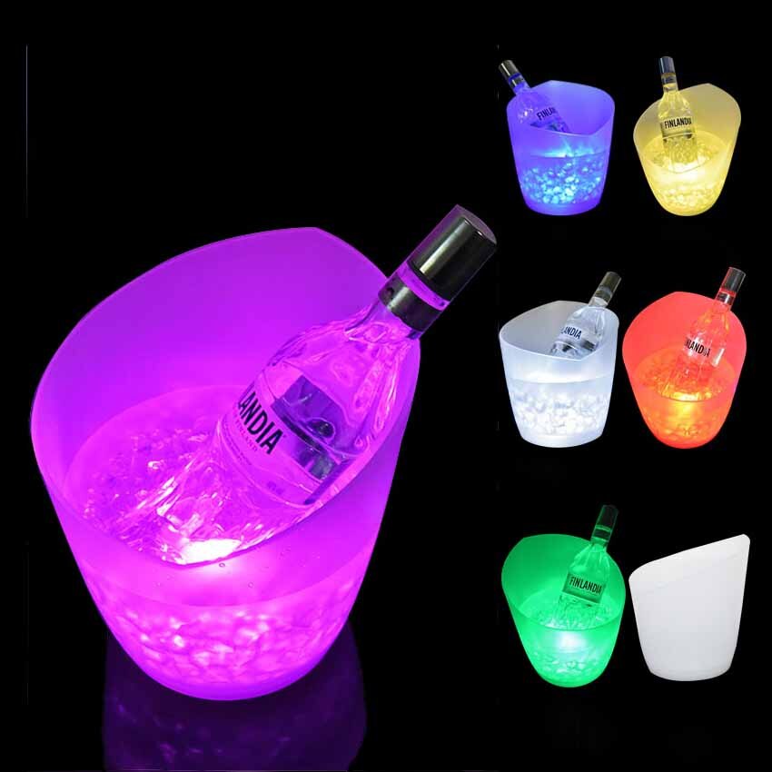 6L 7 Color Waterproof Plastic LED Ice Bucket Bar Nightclub Light Up Champagne Whiskey Beer Bucket Bars Night Party