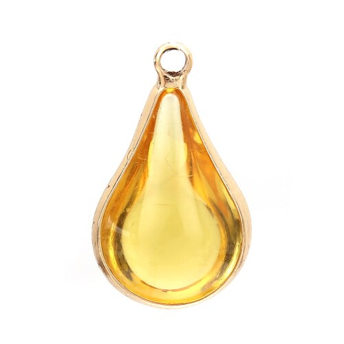 DoreenBeads Copper &amp; Glass Pendant Gold Peacock Blue Colorful Charms 18mm x10mm( 6/8&quot; x 3/8&quot;) - 17mm x10mm, 5 PcS: 12