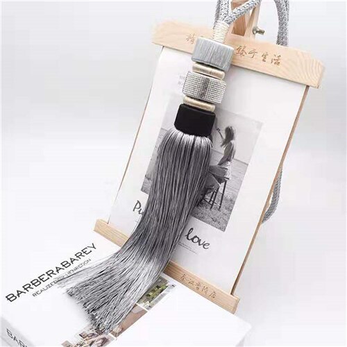 Paire de brosses dorées à pompon pour rideau de café, 2 pièces/lot de pointes à suspendre: Silver gray