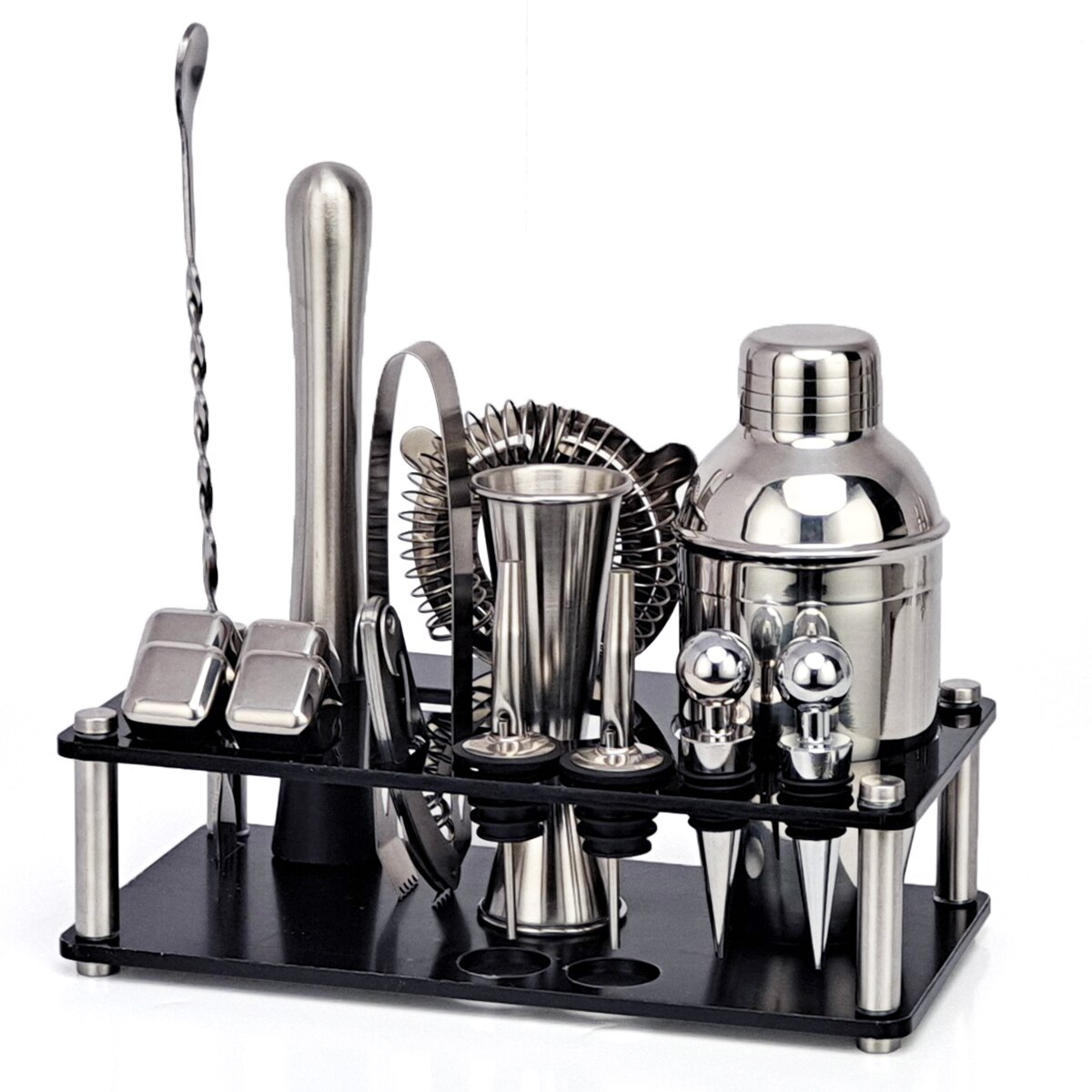 Zestaw barmańnarty 23-sztuka wibrator robić koktajli zestaw ze stali nierdzewnej lodu ziarna akrylowe stojak na napoje mieszane martini akcesoria barowe: 16-B-350