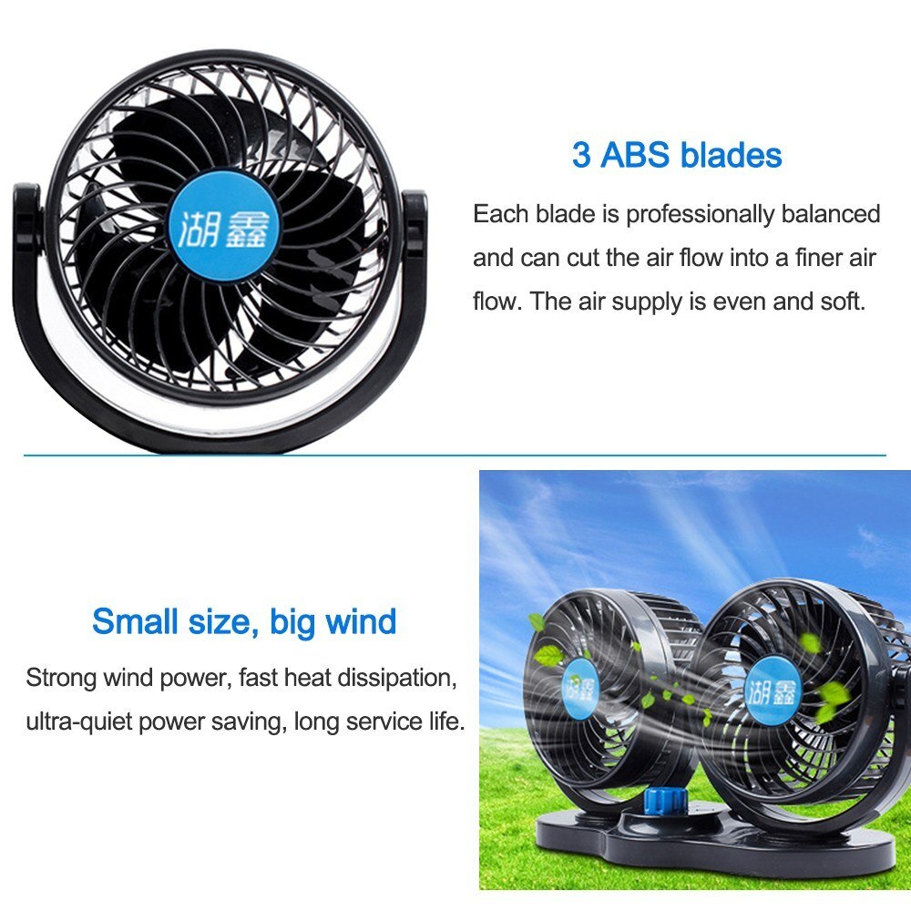 12V Fan Cooling Air Fan Powerful Dashboard Car Fan 5 Inches in Diameter