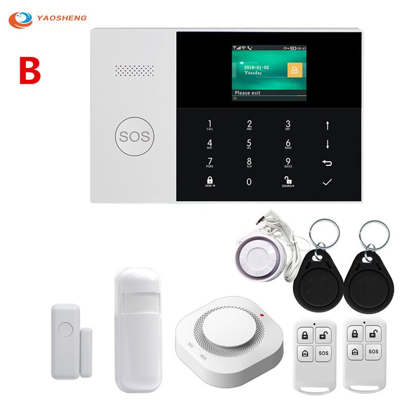 433Mhz Wifi Gsm Alarmsysteem Motion Sensor Sim Sms Gprs Tft Lcd Touch Toetsenbord Bedraad Draadloze Beveiliging alarm Kits: B set- / eu stekker