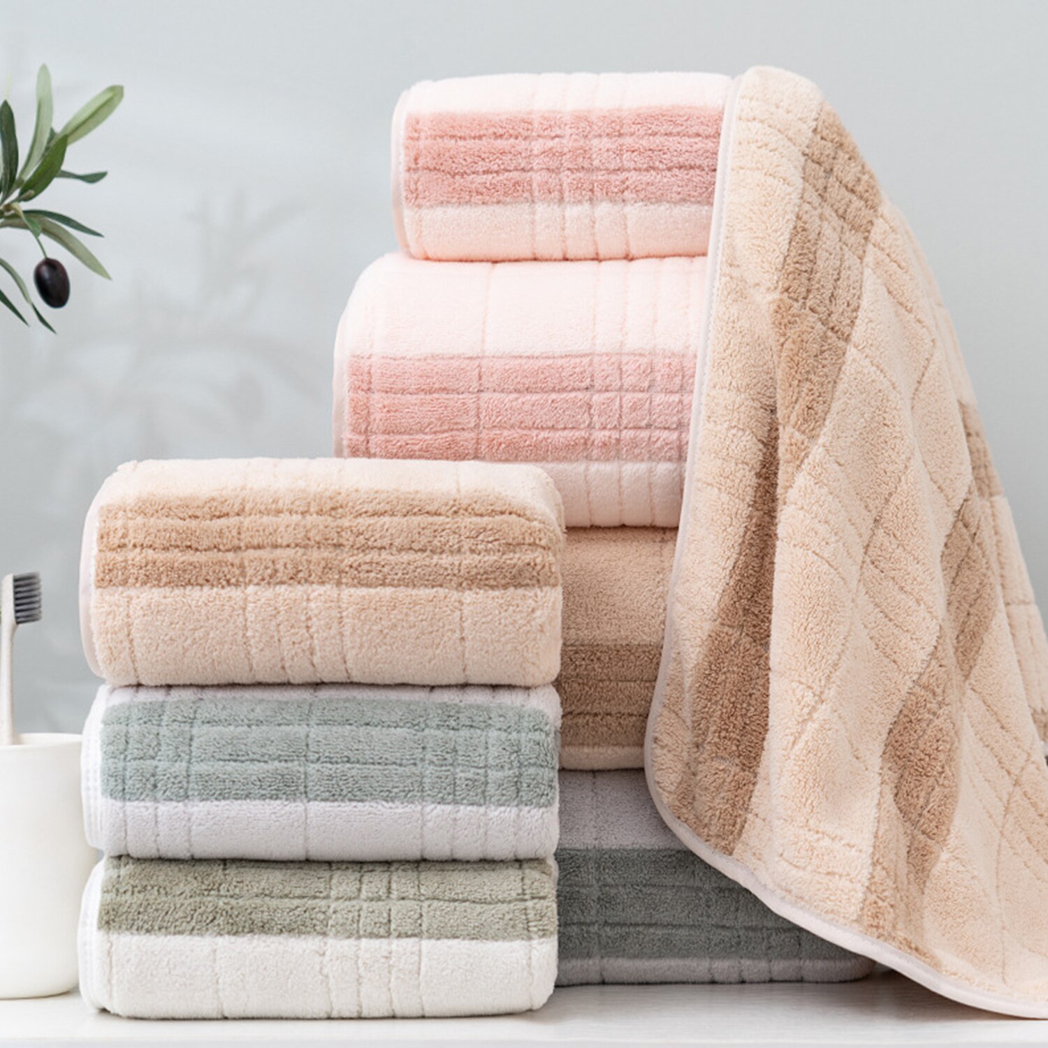 Badrum duschhanddukar mjuk korall fleece strandhanddukar vattenabsorberande snabbtorkande multifunktionella plyschhanddukar för spahotell hem