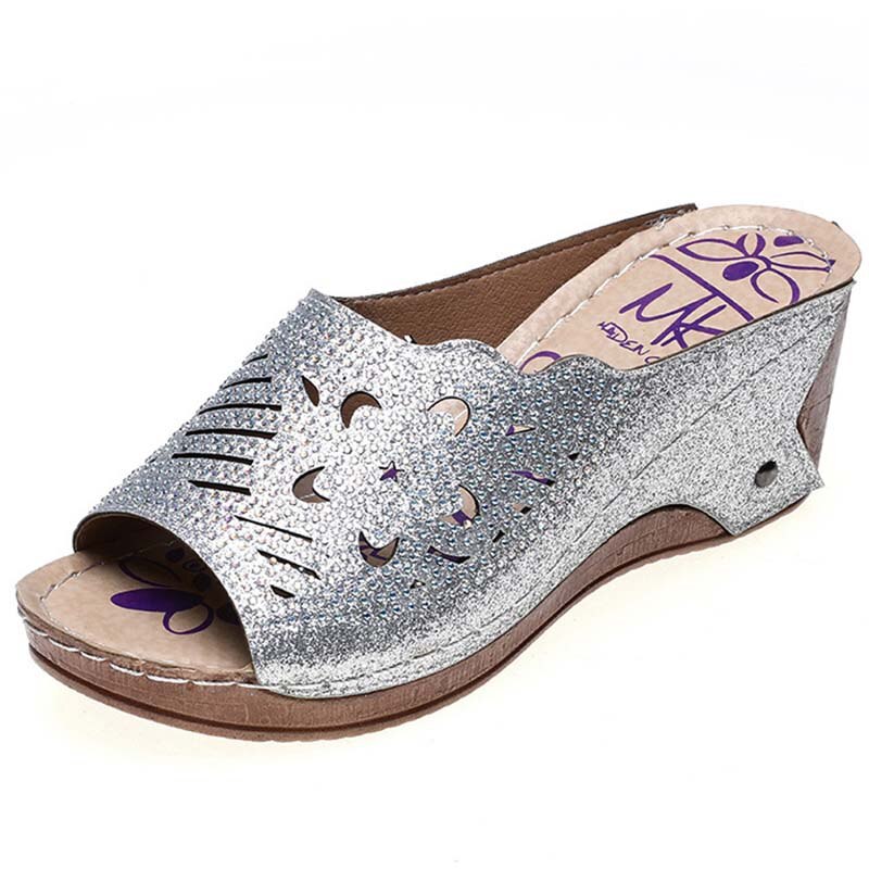 Sandaler skor dam gladiator dam sandaler sommar kvinnlig kilklack sandaler utskärning tjock botten dam skor sandalias mujer
