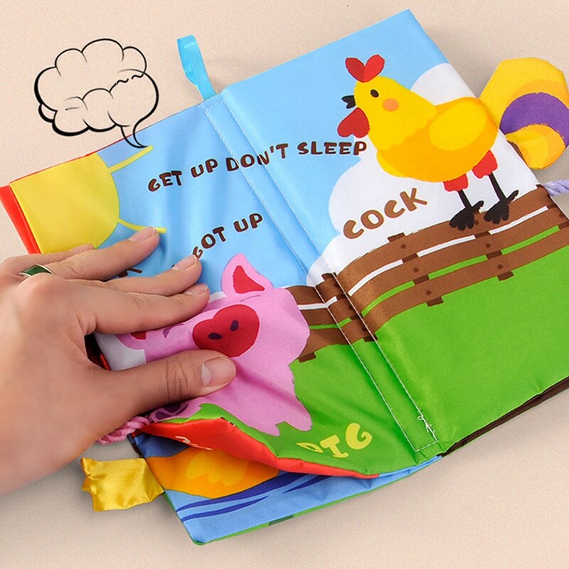 Infant 3 Style Baby Cloth Books Early Learning Educational Toys with Animals Tails Soft Cloth Development Books: Poultry