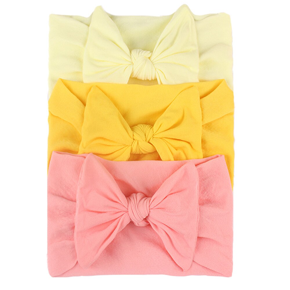 3 st babypannband härliga bowknot newborn pannband baby flicka elastiska hårband spädbarn småbarn baby håraccessoarer: A