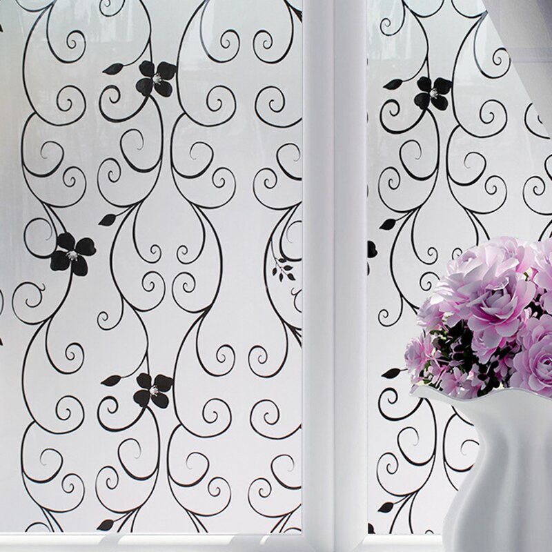 PVC Waterproof Frosted Stickers Bathroom Office Glass Walls Window Door Privacy Film Sticker Backdrop Decor 200x60CM