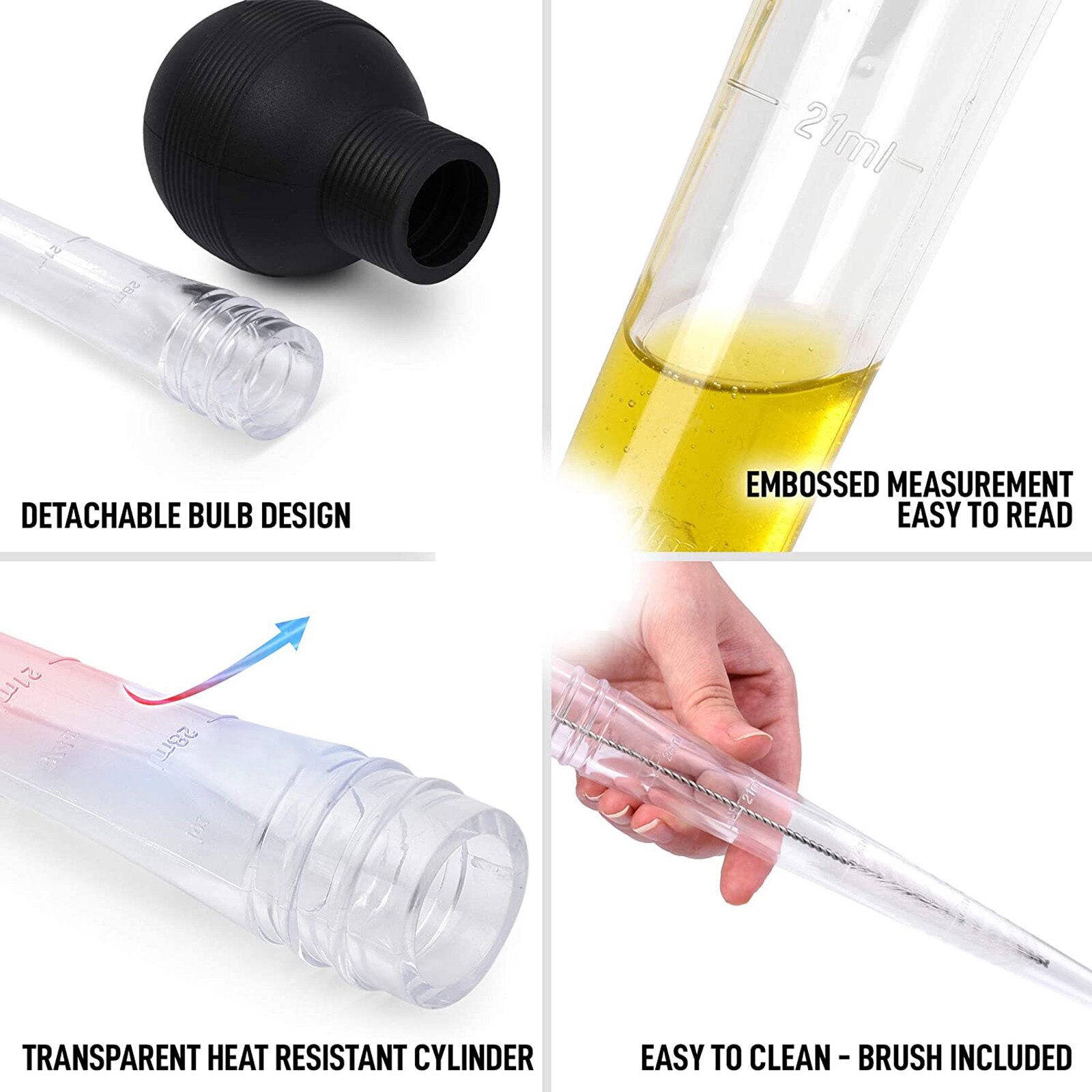 Food Grade Syringe Baster For Cooking Basting With Detachable Round Bulb Turkey Oil Dropper Chicken Barbecue Food