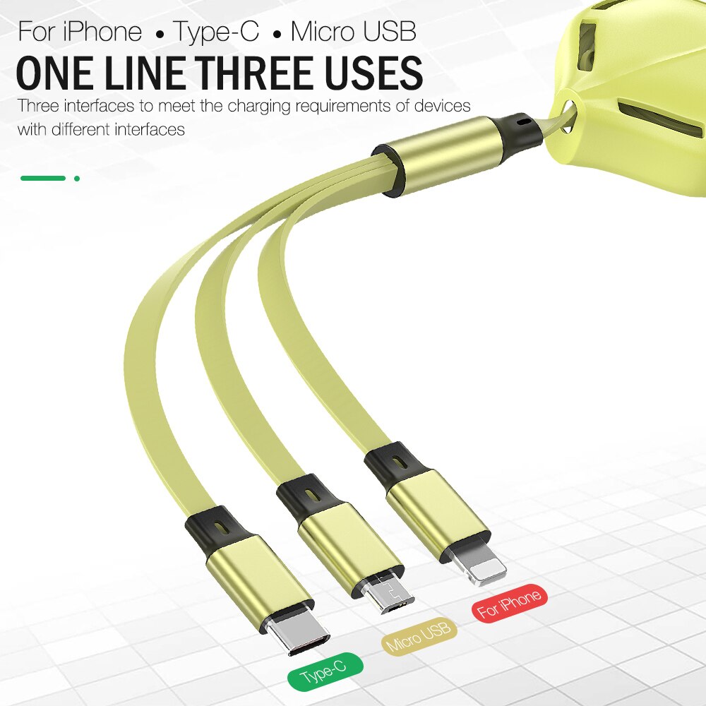 rozciągać 3w1 iOS, typ C /USB C, kabel mikro USB robić ładowarki iPhone 5 6 7 8 X przewód Samsung przewód samochodowy robić ładowania telefonów komórkowych