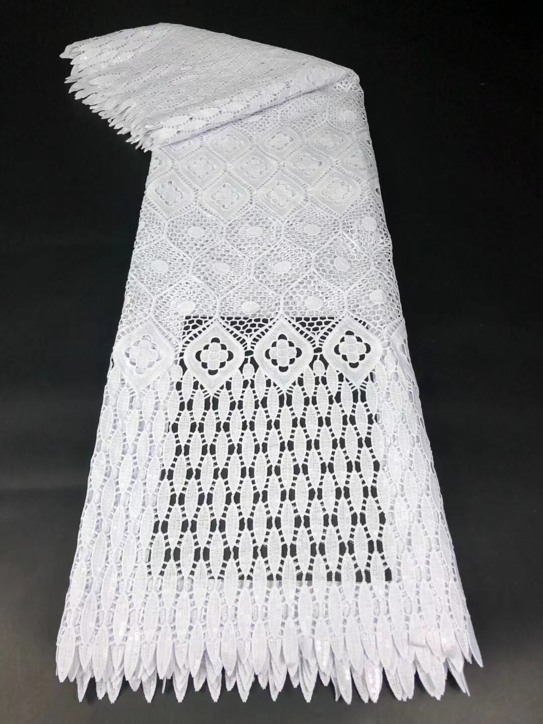 Tissu nigérian en dentelle Guipure blanche Pure, 5 Yards, de , avec paillettes, pour mariage, dernière collection: as picture2