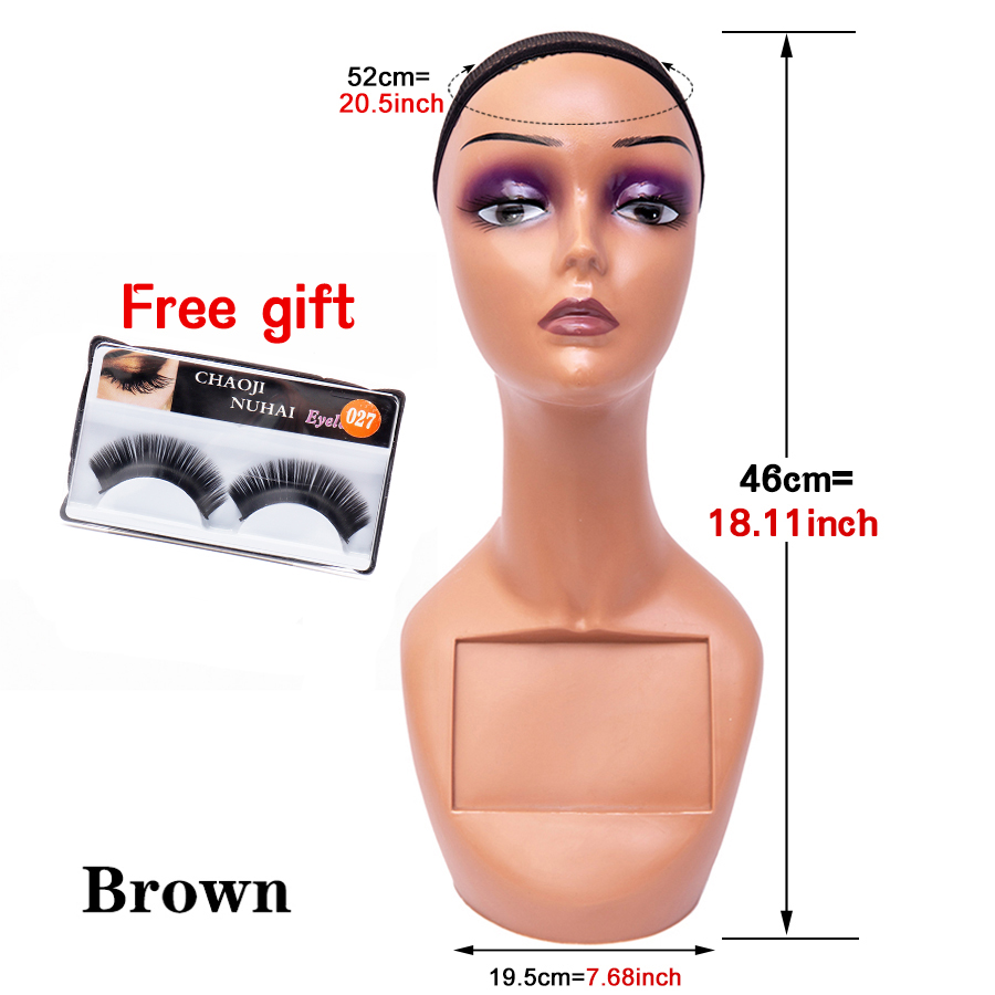 Soporte de exhibición de peluca de maniquí, maniquí femenino de Pvc, busto de cabeza de maniquí realista para exhibición de pelucas, sombreros de estilismo, gafas de sol: Blanco