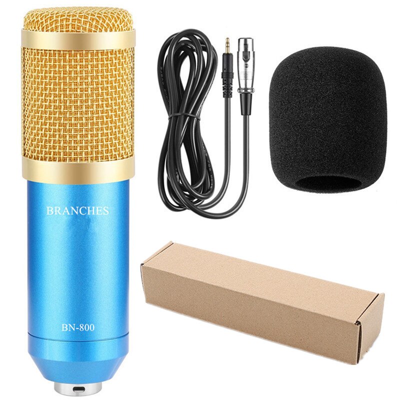 BM800 Mikrofon Condenser Sound Recording BM 800 Microphone With Shock Mount For Radio computer Singing bm-800 KTV Karaoke: Package2 Blue