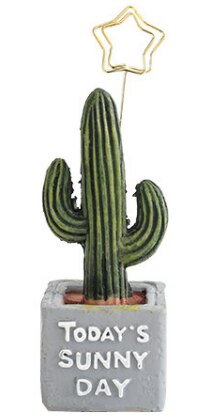 Cute Card Holder Cactus Resin Plant Decoration Stationery Photo Holder Office School Supplies: TODAYS(B)