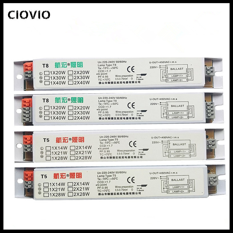 Balastro electrónico de amplio voltaje T5, 111-240V CA, 1x1, 4W/1x2, 8W/2x1, 4W/2x28W, 2 uds., lastres de lámpara fluorescente