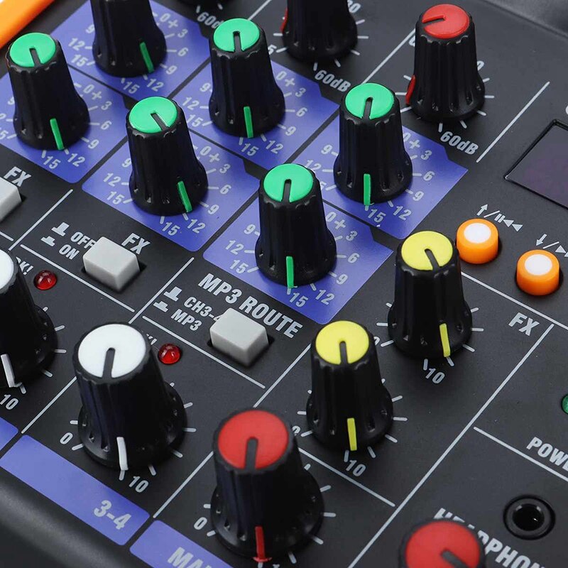 4 Channel Bluetooth o USB Mixer Console Sound Card,USB Powered and Output, for Karaoke Music Production