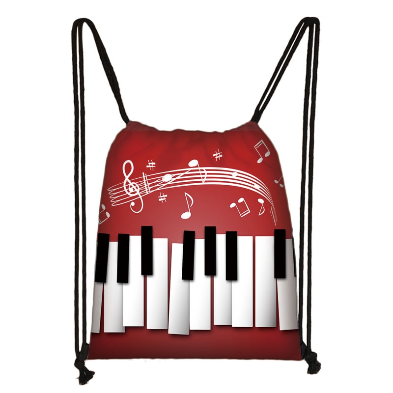 Mochila de Piano/guitarra con cordón para mujer, bolsa de viaje para adolescentes, niños y niñas, bolsa de almacenamiento para notas musicales