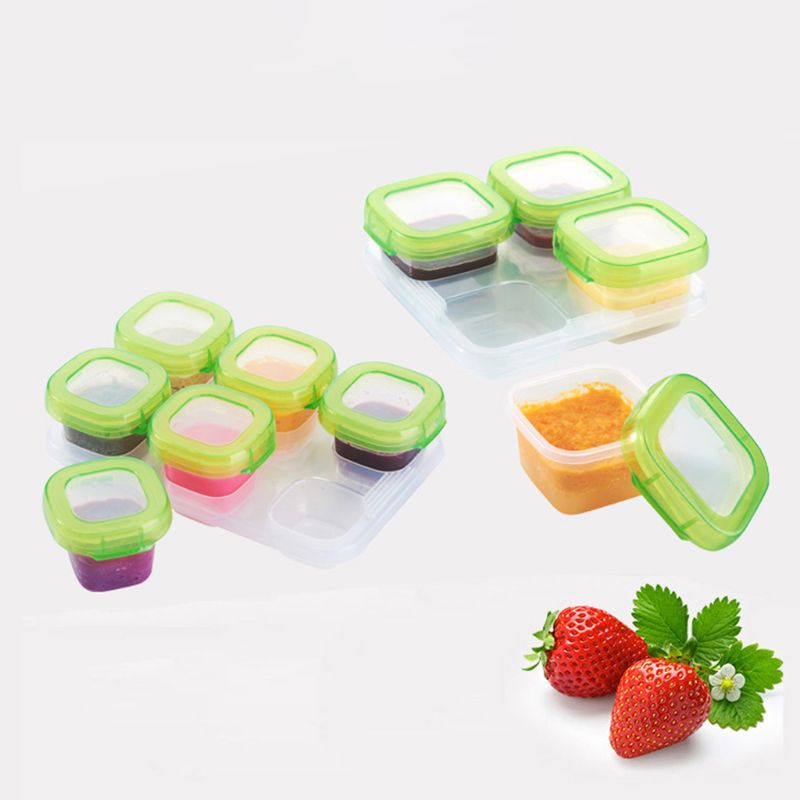 6 Pcs Baby Plastic Food Containers Mini Weaning Freezing Pots Boxes Cube Freezer Storage Box