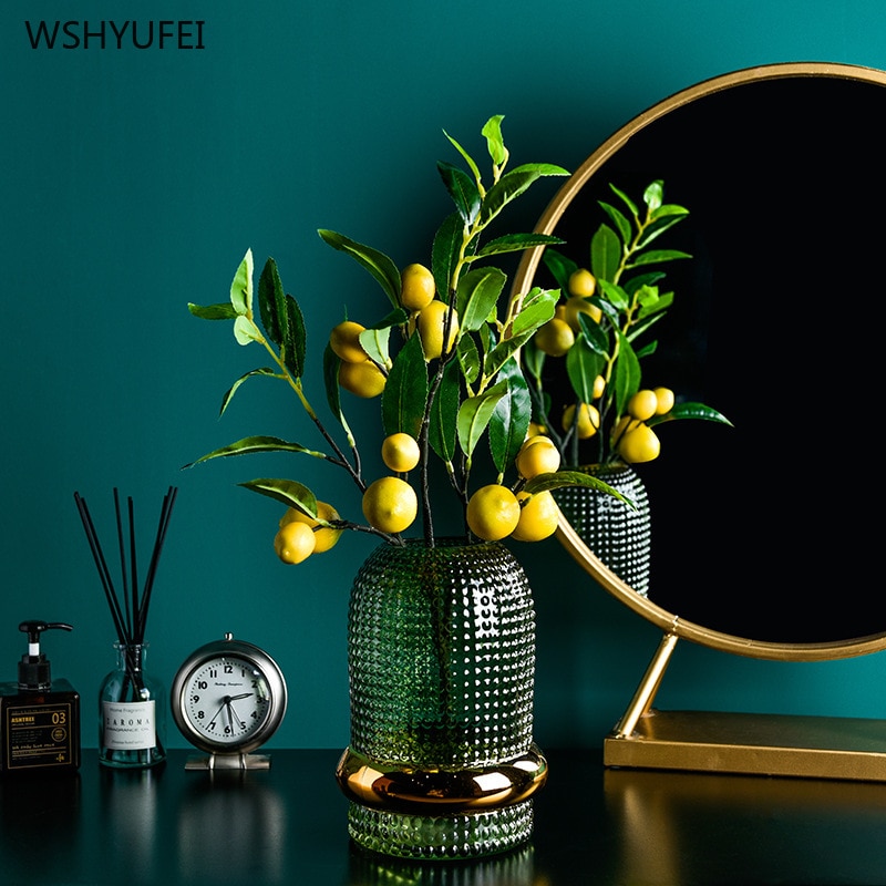 Nordisk grøn phnom penh retro turkis glasvase hjem stue blød dekoration nordisk blomsterarrangement vase dekoration