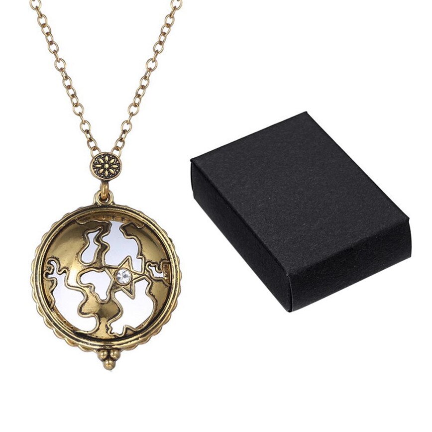 Exaggerated Magnifying Glass Map Pendant Necklace Personality Gold Luxury Magnifier Pendant Necklace Women Men Jewelry