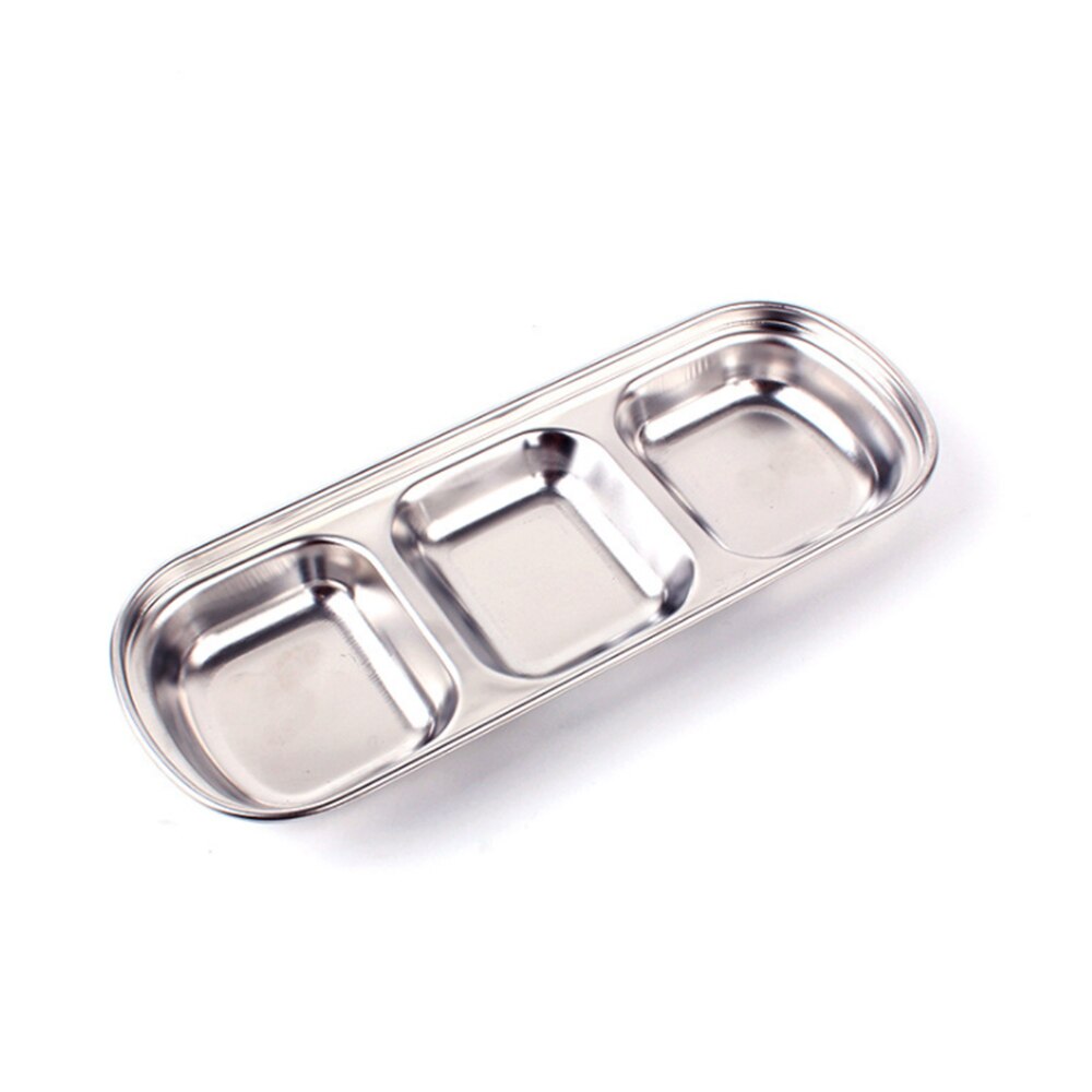 Stainless steel outdoor barbecue dipping dish multi-grid seasoning dish dipping sauce soy sauce vinegar dish