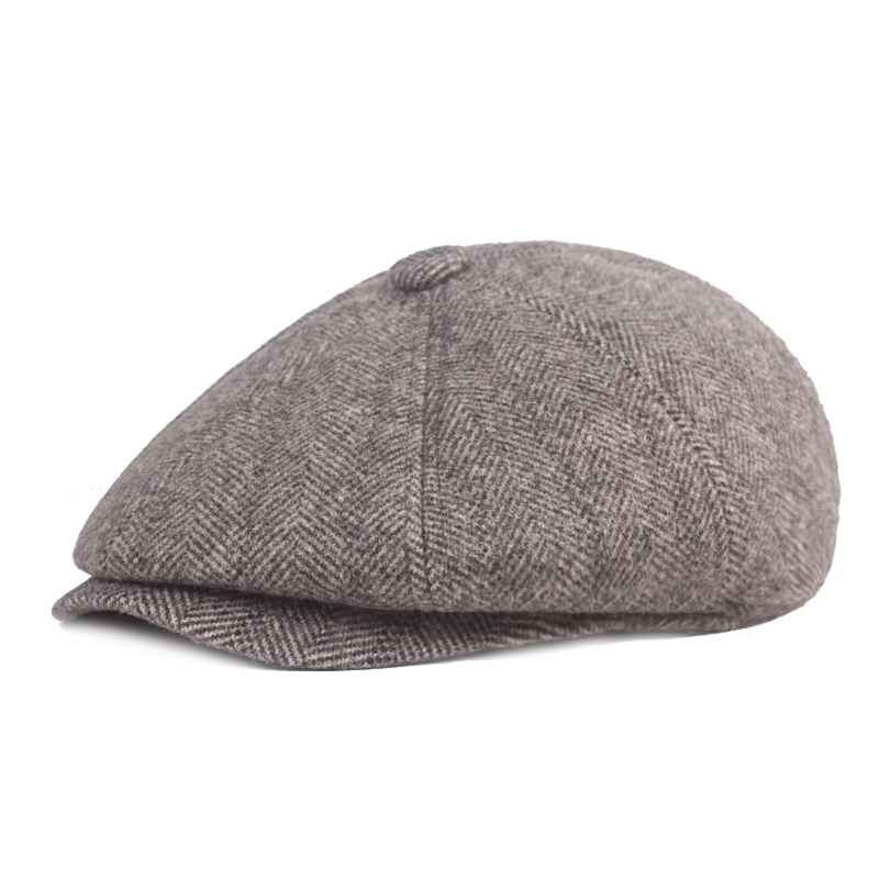 Men Wool Newsboy Cap Men Brown Herringbone Flat Caps Women Men British Painters Hat Soft Warm Winter Hat Octagonal Cap BJM31