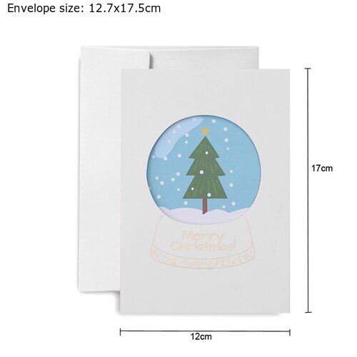 2sets Cartoon Sneeuwpop Wenskaart Envelop Kerstman Vrolijk Kerstfeest Vouwen Card Party DIY Xmas Papier Zegen Kaart: Christmas Tree